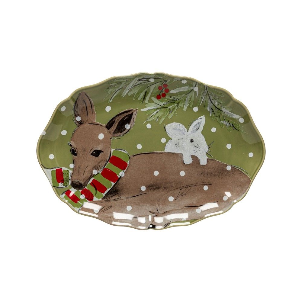 Casafina Deer Friends Small Oval Platter