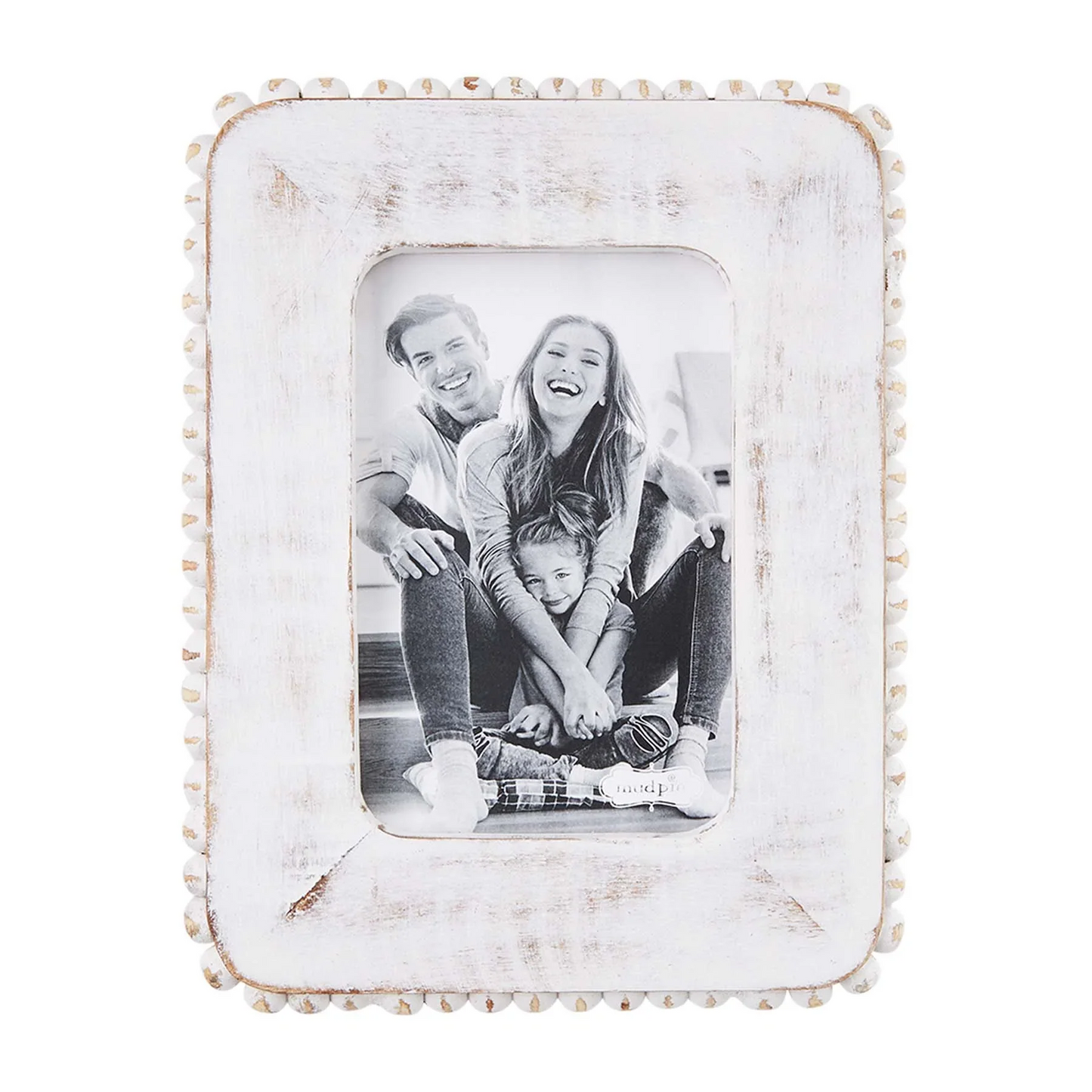5x7 White Beaded Wood Frame