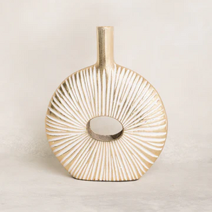 Gold and White Line Vase