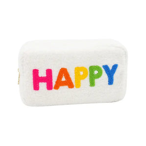 Happy Chenille Patch Cosmetic Bag