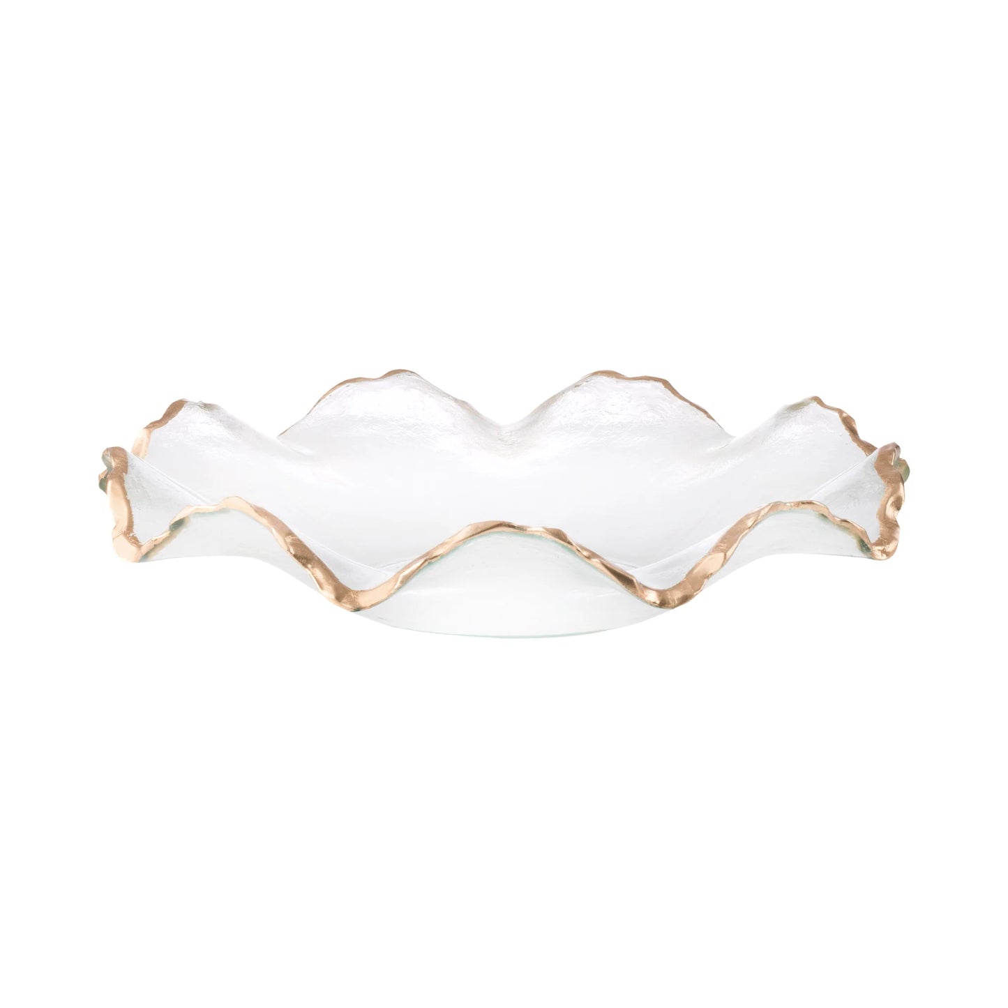 Glass Ruffle Bowl with Gold Edge