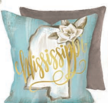 Teal and Gold Mississippi Pillow