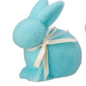 Flocked Easter Bunny with Ribbon