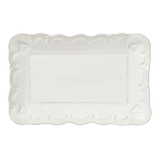 Vietri Incanto Stone White Lace Small Rectangular Platter