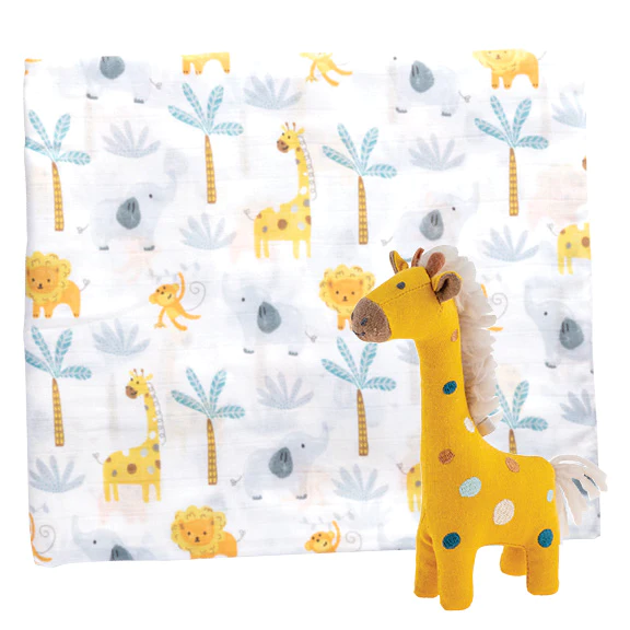 Stephen Joseph Muslin Blanket and Stuffed Toy