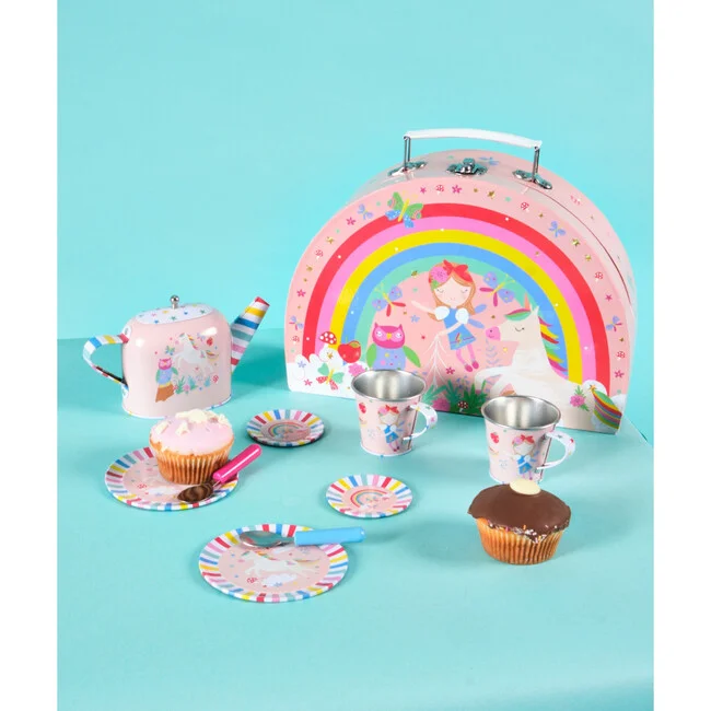 Rainbow Fairy Tin Tea Set Accents Home Gifts