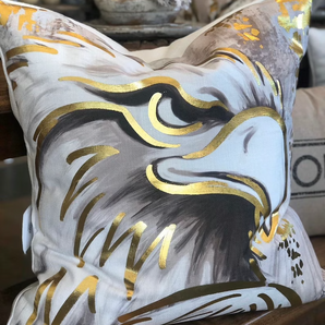 Gold Eagle Head Large Pillow