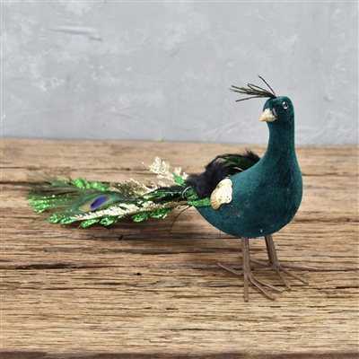 Dazzling Glittered Feathered Peacok