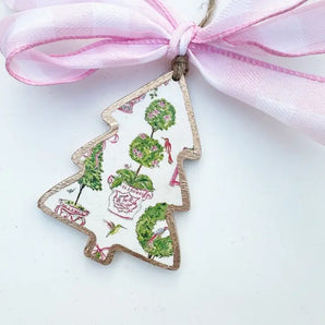 Pink Chinoiserie Topiary Tree Ornament