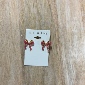 Pink Bow Studs