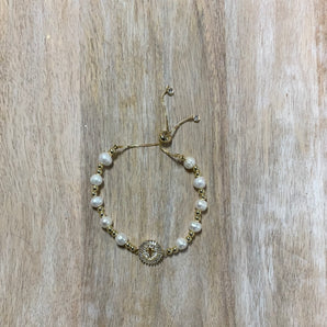 Pearl Bling Cross Bracelet