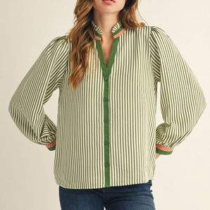 Long Sleeve Olive Button Down Top