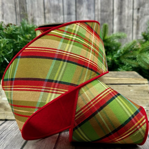 D Stevens 4" Ainsley Diagonal Plaid Ribbon