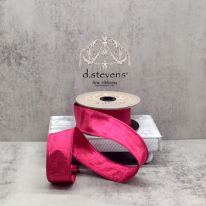 D Stevens 1.5” Solid Hot Pink Dupioni Ribbon