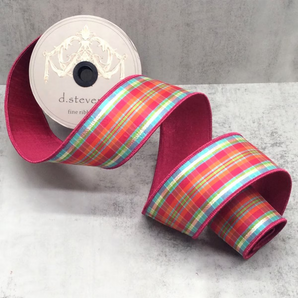 D Stevens 2.5” Hot Pink Plaid Ribbon