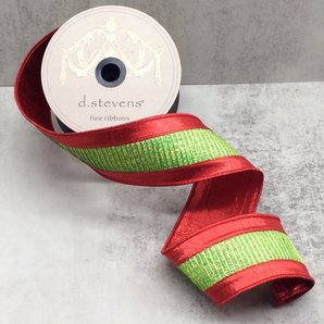 D Stevens 2.5" Metallic Red/Green Ribbon