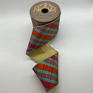 D Stevens 2.5" Pink Ice Blue Plaid Ribbon