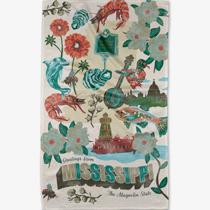 Greeting From Mississippi Tea Towel