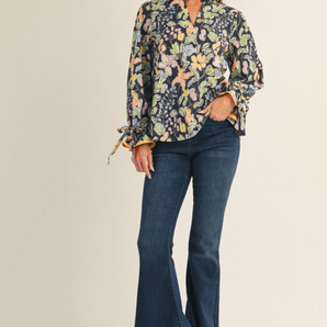 Ruffled Long Sleeve Floral Top