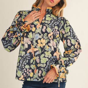 Ruffled Long Sleeve Floral Top