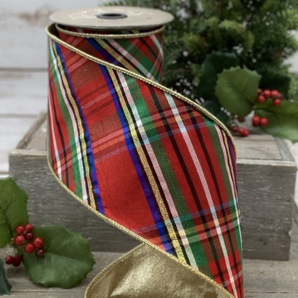 D Stevens 4" Diagonal Nutcracker Plaid Ribbon