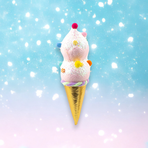 Small Pink Double Ice Cream Cone Ornament