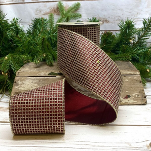 D Stevens 4" Burgundy Glitter Mesh Ribbon