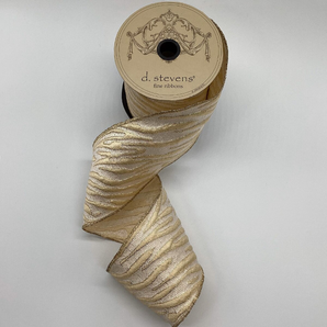 D Stevens 4" Jacquard Cream Animal Stripe Ribbon