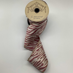 D Stevens 4" Jacquard Rose Animal Stripes Ribbon