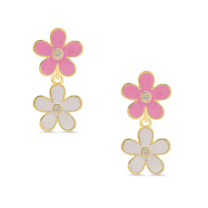 Double Flower Dangle Earrings