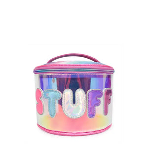 'Stuff' Clear Glazed Round Glam Bag