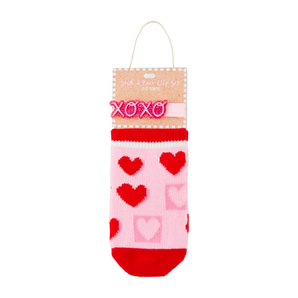 Candy Heart Sock Hair Clip and Sock Set