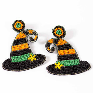 Salem Witch Hat Beaded Earrings