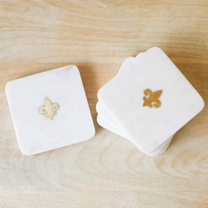 Fleur De Lis Marble Coasters