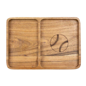 Natural Baseball Etched Wood Valet Tray