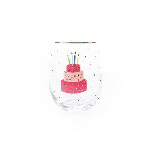 Rhinestone Birthday Cake Stemless Wine