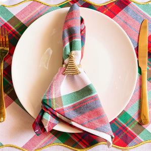 Set of 4 Holiday Plaid Dinner Napkin