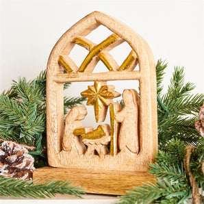 Gold Wood Nativity