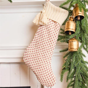 Knit Red & White Lurex Stocking
