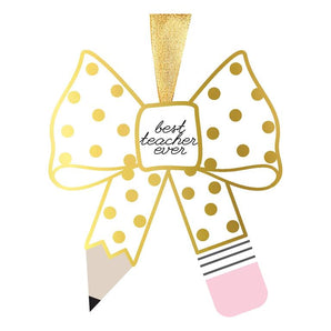 Best Teacher Bow Ornament