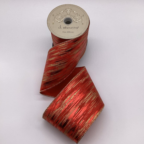 D Stevens 4" Brushed Red Glitter Ribbon