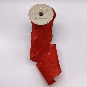 D Stevens 4" Red Crinkle Glitter Ribbon