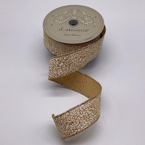 D Stevens 1.5" Glitter White Gold Ribbon