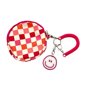 Mini Checkered Keychain Wristlet Pouch