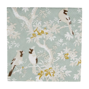 Scenic Songbirds Celadon Cocktail Napkin