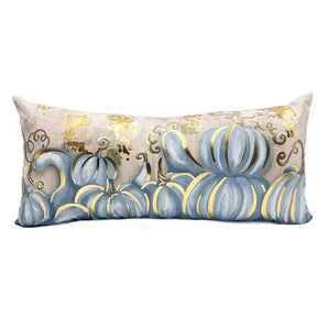 Golden Blue Pumpkins Lumbar Pillow