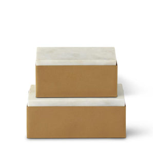 Gold Metal Box with White Marble Lid