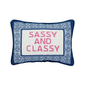 Navy 'Sassy and Classy' Pillow