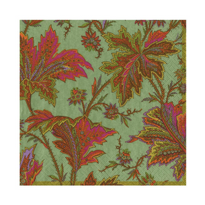 Paisley Leaves Sage Luncheon Napkin