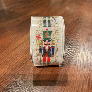 2.5" Ivory Dupioni Nutcracker Print Ribbon
